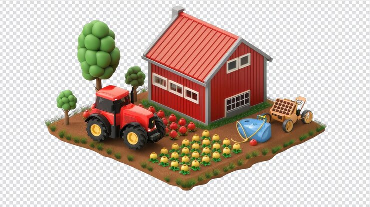 PSD modern 3d icon representing agriculture farm practices for digital media use