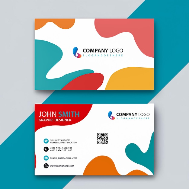 Modern Abstract Business Card Template with Colorful Geometric Elements