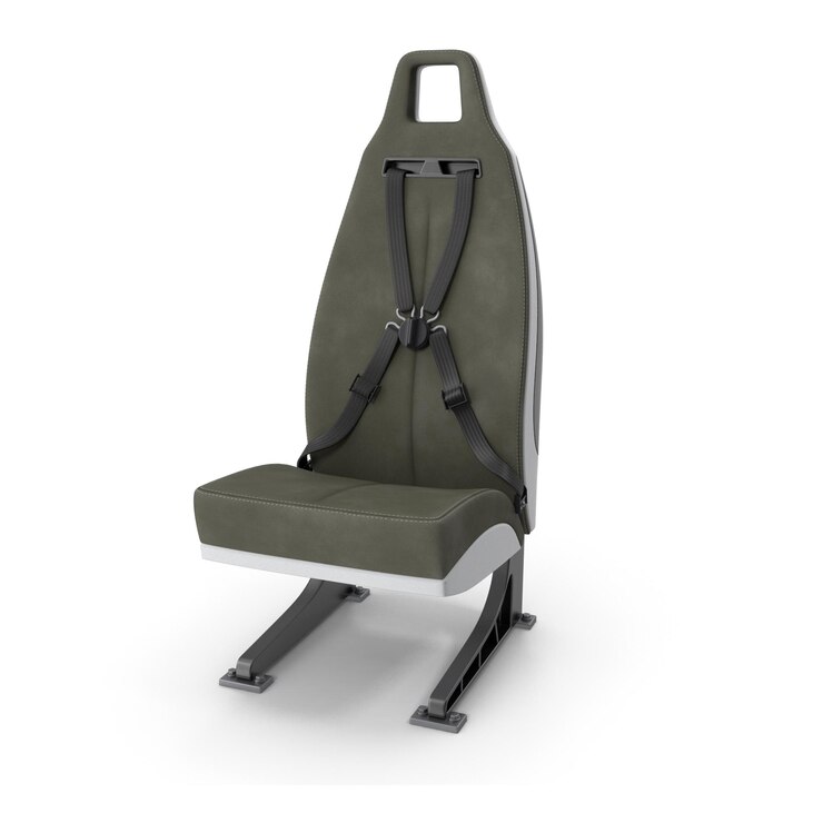 PSD modern aircraft passenger seat with integrated harness