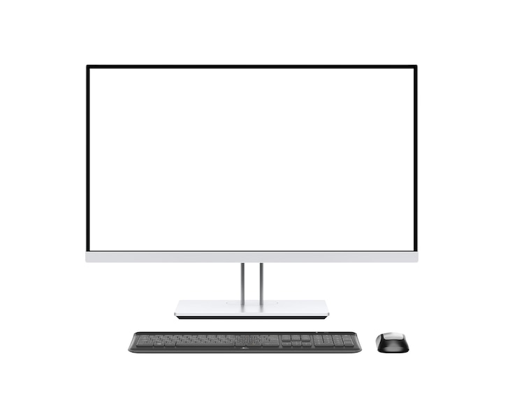 Modern All-in-One Desktop Computer Setup with Keyboard and Mouse