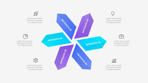 Modern Arrow Infographic Design with 6 Data Presentation Elements