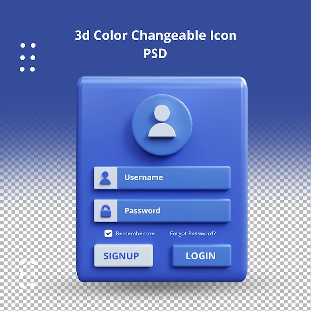 modern blue web login page templates 3d render