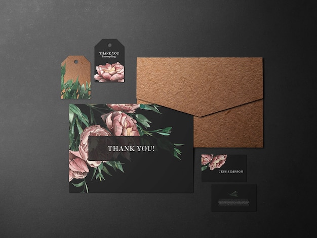 Modern branding identity mockup negro y rosa