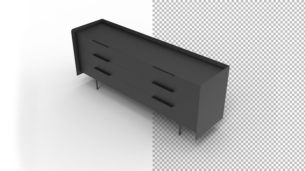 modern cabinet top view with shadow 3d render