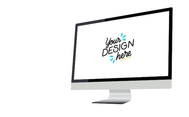 Modern Computer Monitor Display Mockup with Blank Screen