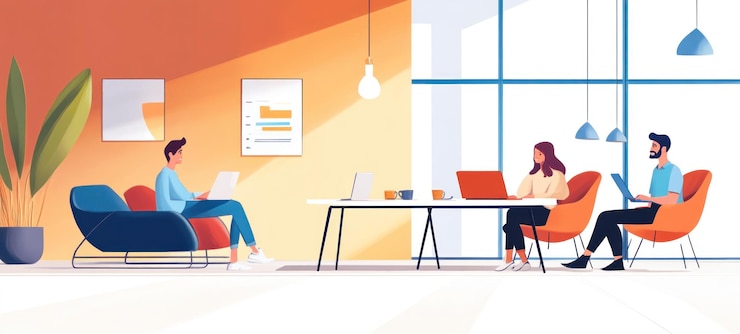 PSD modern coworking space team collaboration and productivity