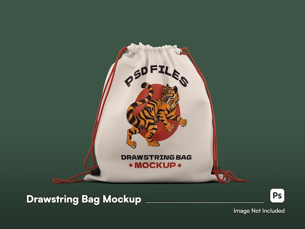 Modern front view drawstring bag mockup 3d isolado para bolsa esportiva