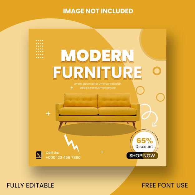 Modern Furniture Premium nas redes sociais, postar PSD Modern Furniture