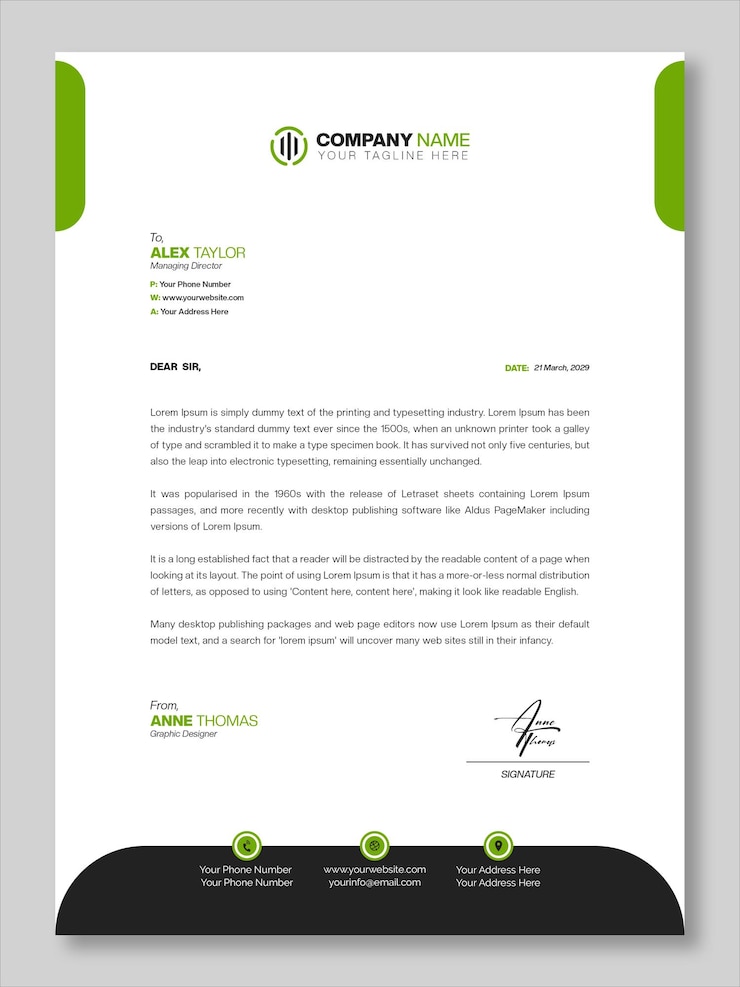 PSD modern green business letterhead
