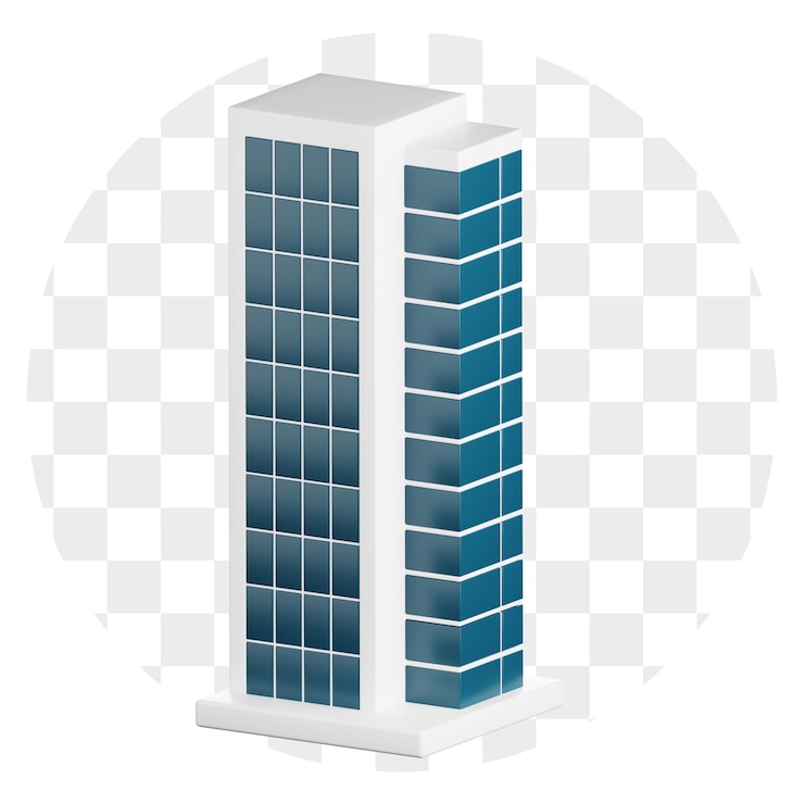 PSD modern high-rise skyscraper in an urban setting