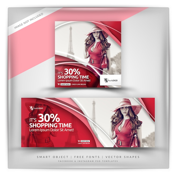 PSD modern lady instagram y facebook banner