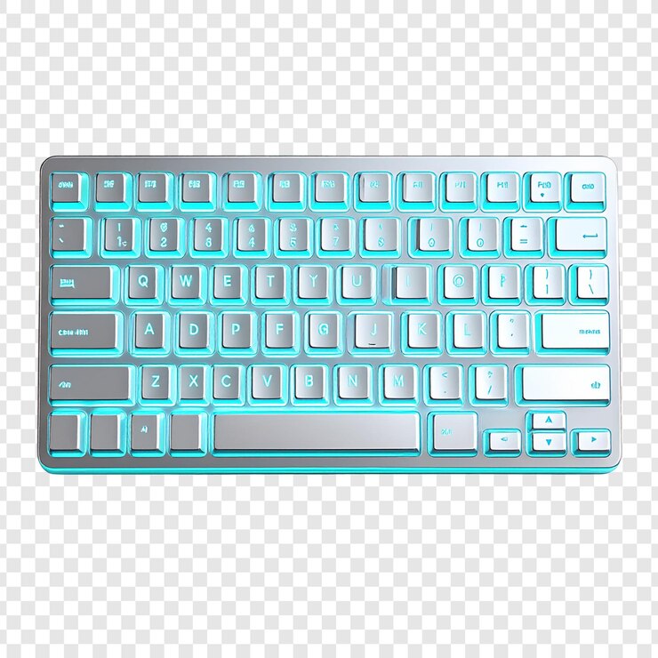 PSD modern light up keyboard image for technology articles or product catalogs