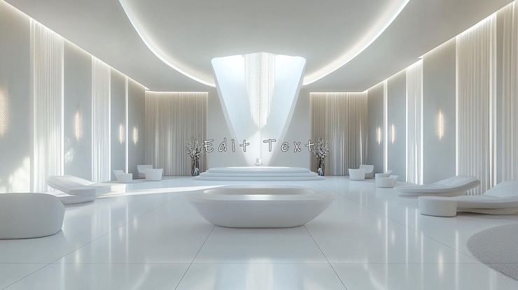 PSD modern minimalist white spa interior design