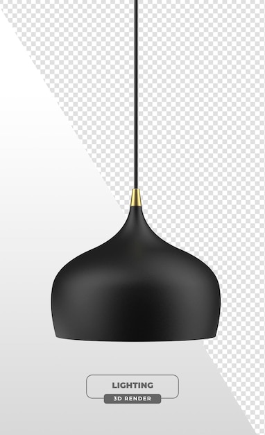 Modern OrganicShaped Pendant Light in nero e oro Finito in rendering 3D