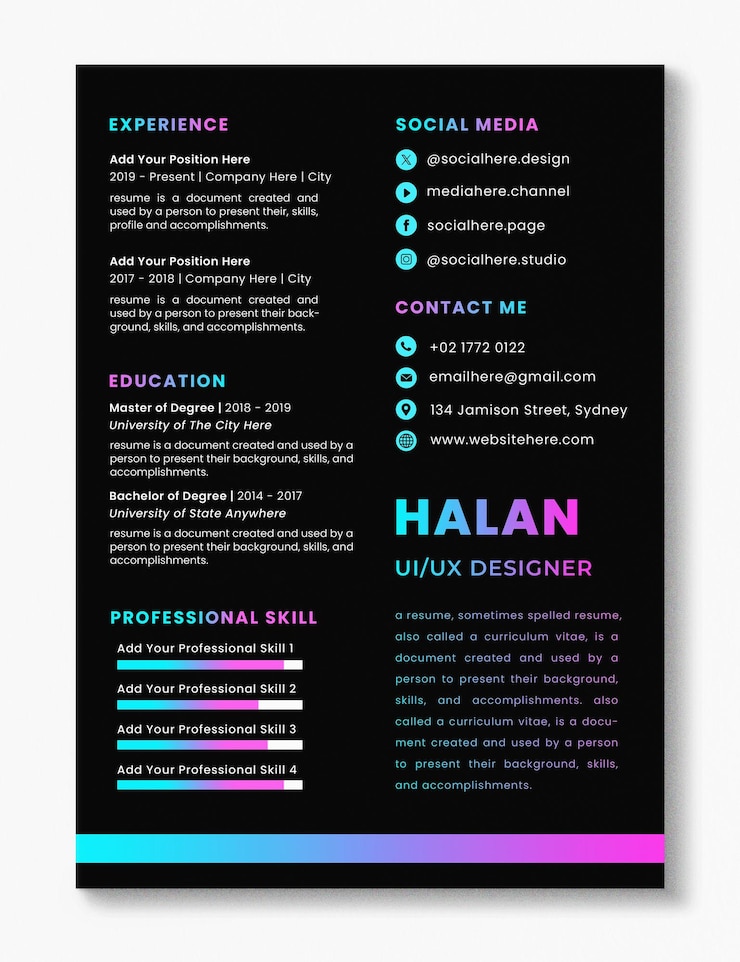 PSD modern professional resume psd template minimalist