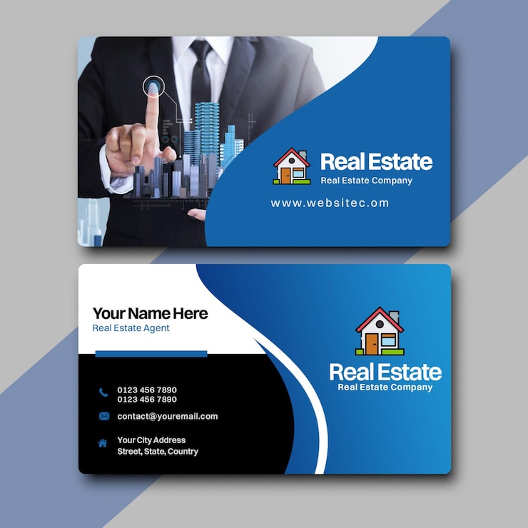 PSD modern real estate business card template