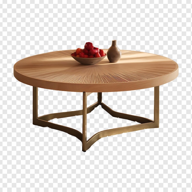 Modern Round Table with Brass Base Elegance