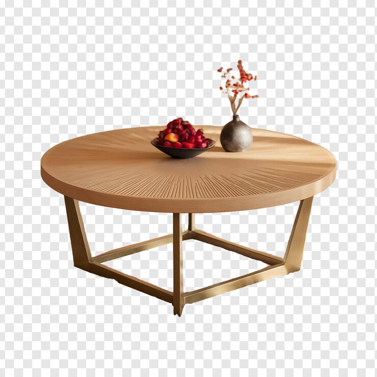 Modern Round Table with Brass Base Elegance