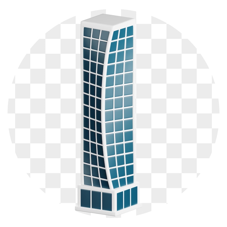 PSD modern skyscraper in a transparent background