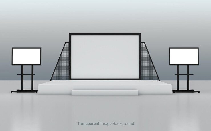 Modern Stage Presentation with Screens and Podium for corporate business projects presentations