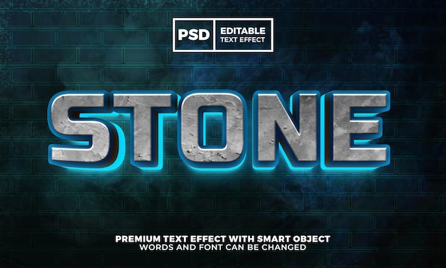 Modern stone light glow 3d editable text effect style