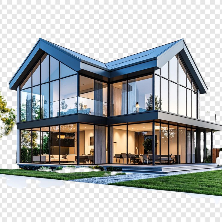 PSD modern two story home exterior contemporary design