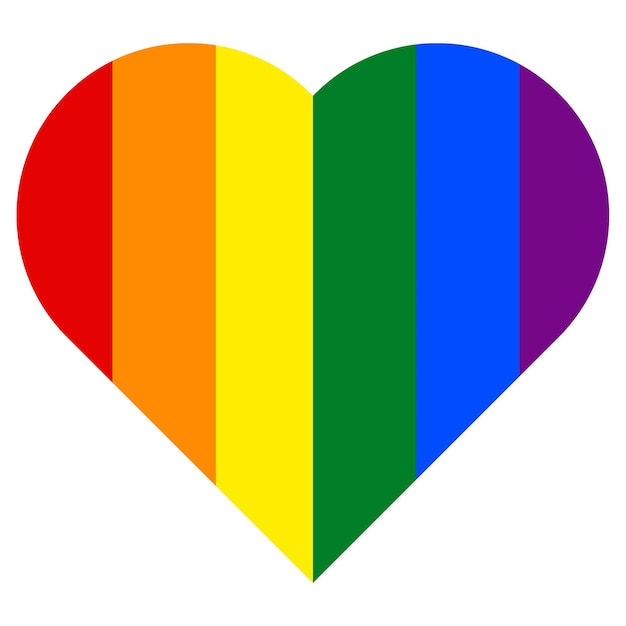 Modern Vertical Rainbow Heart PNG Bold Transparent Pride Símbolo de amor para diversos proyectos