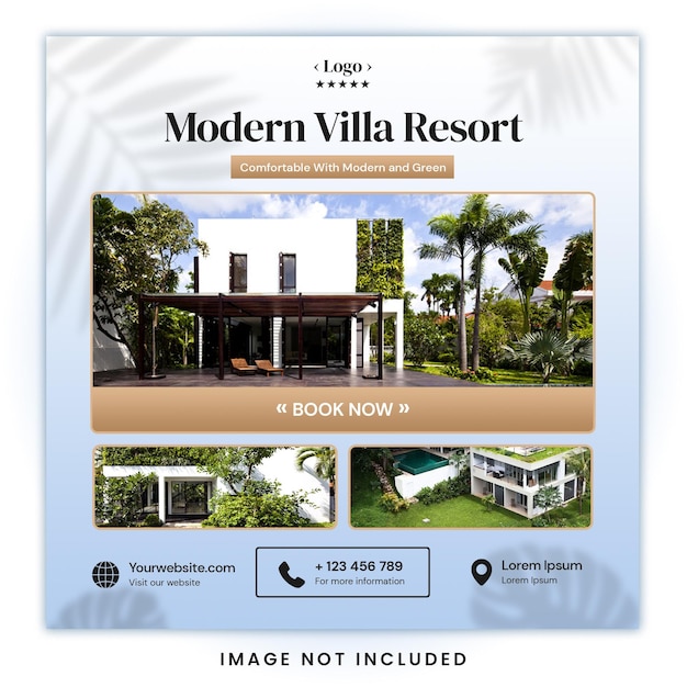 Modern Villa Resort Instagram Social Media Beitragsvorlage