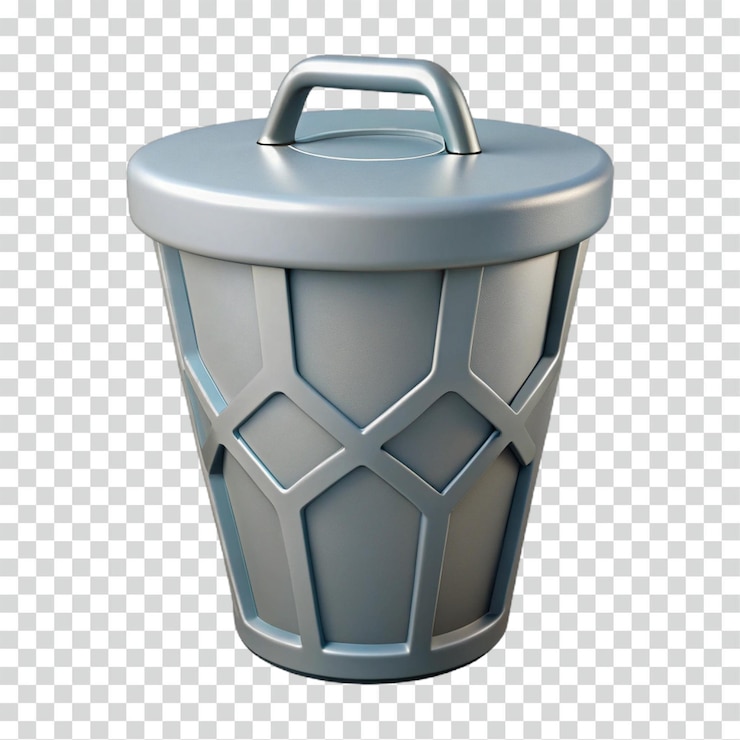 PSD modern waste bin design sleek grey lidded container