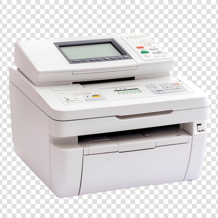 PSD modern white multifunction printer with lcd screen