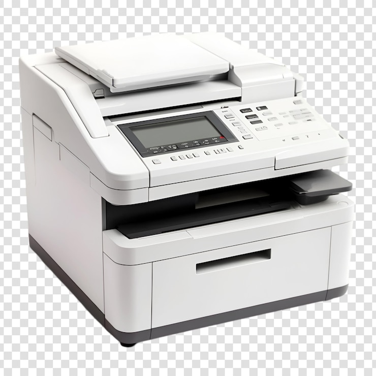 PSD modern white multifunction printer with lcd screen