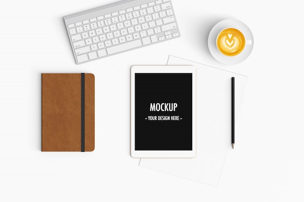 Modern workspace. Top view. Flat lay style