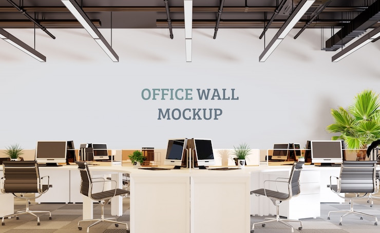 PSD modern workspace.wall mockup
