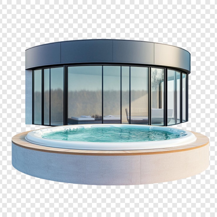 PSD moderna banheira de água quente no telhado relaxamento design de spa de luxo