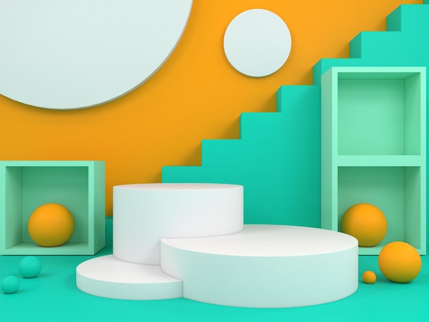 moderna geometria minima del palco 3d rendering podio display