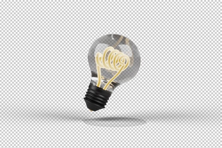 una moderna lámpara incandescente con detalles espirales únicos transparentes y reflectantes