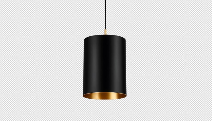 PSD moderna luz colgante de cilindro negro y dorado