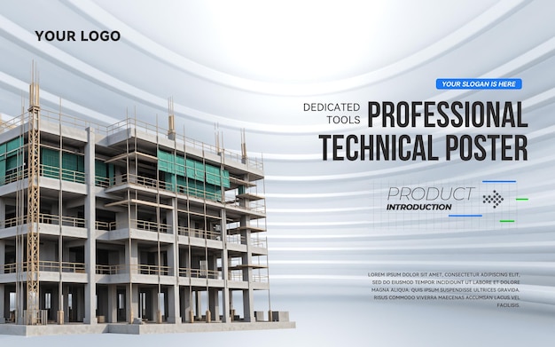 Moderna plantilla de póster profesional para el sitio de construcción PSD