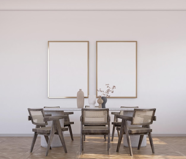 moderna sala da pranzo con poster mockup