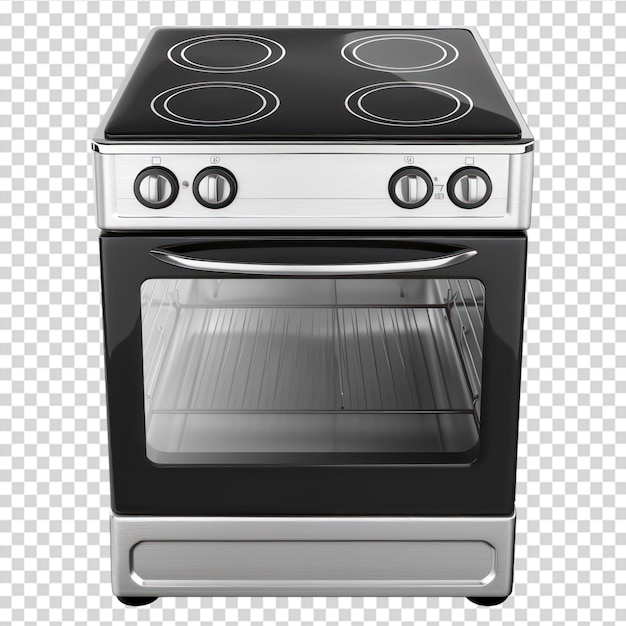 Modernas estufas de gas de acero inoxidable con horno aislado sobre un fondo transparente