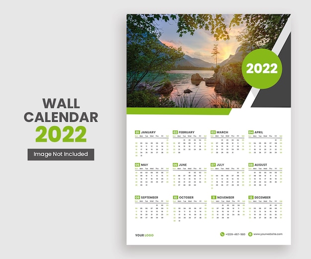 Moderne 2022 wandkalender design druckvorlage