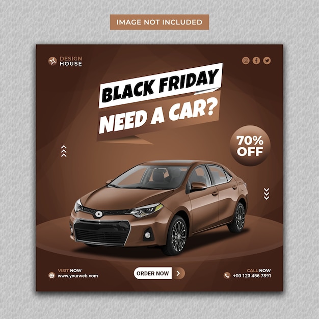 Moderne autovermietung black friday instagram post und social media vorlage