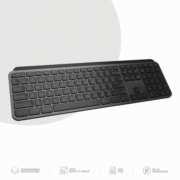 Moderne Computertastatur auf durchsichtigem Hintergrund