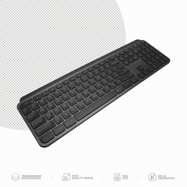 Moderne Computertastatur auf durchsichtigem Hintergrund