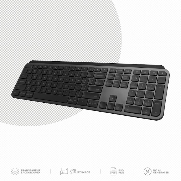 Moderne Computertastatur auf durchsichtigem Hintergrund