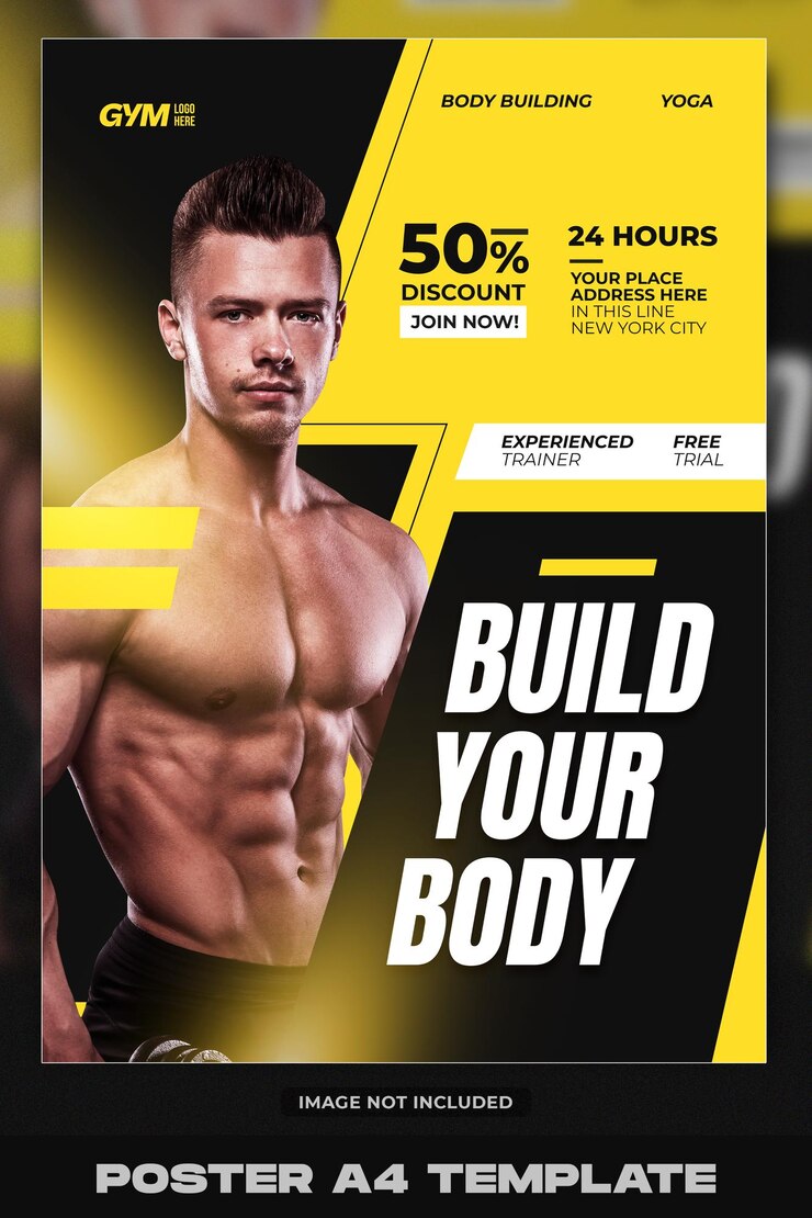 PSD moderne conception de modèle de flyer de gymnase et de fitness