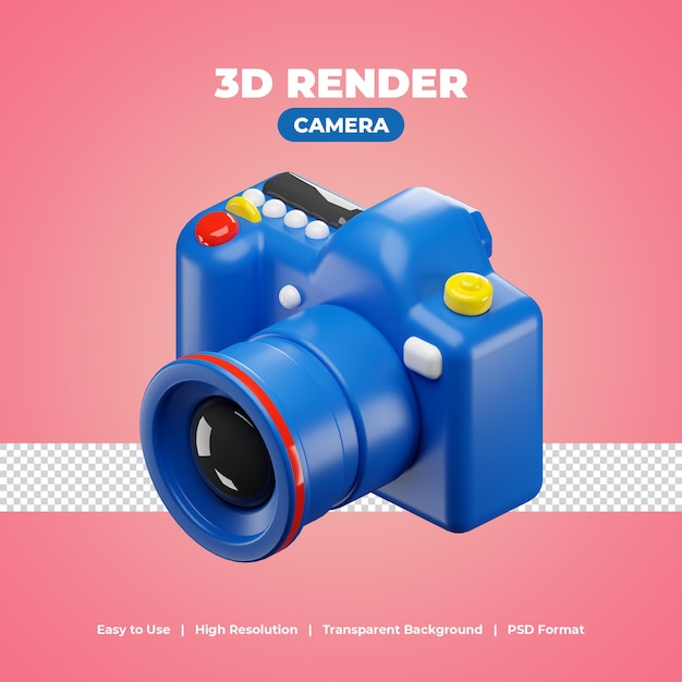 PSD moderne digitalkamera mit 3d-rendersymbol-illustration