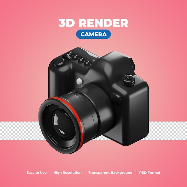 PSD moderne digitalkamera mit 3d-rendersymbol-illustration