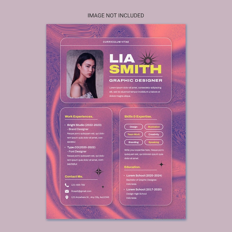 PSD moderne grainy gradient designer graphique cv modèle de cv