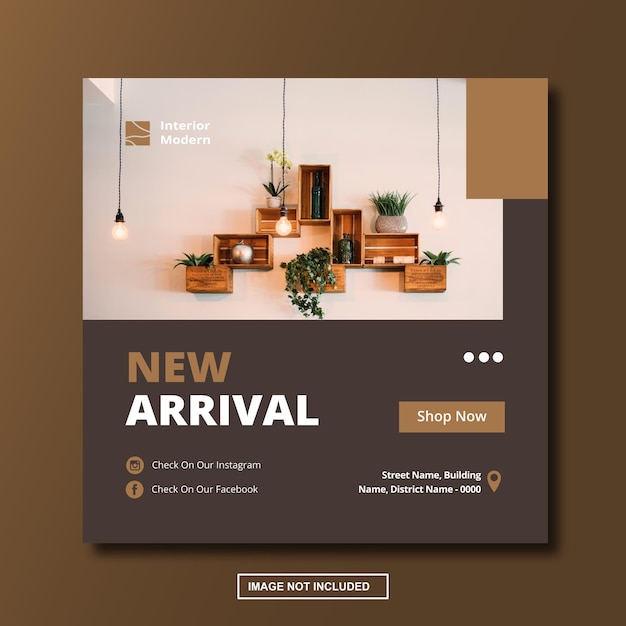 Moderne instagram-post-social-media-vorlage für den innenbereich